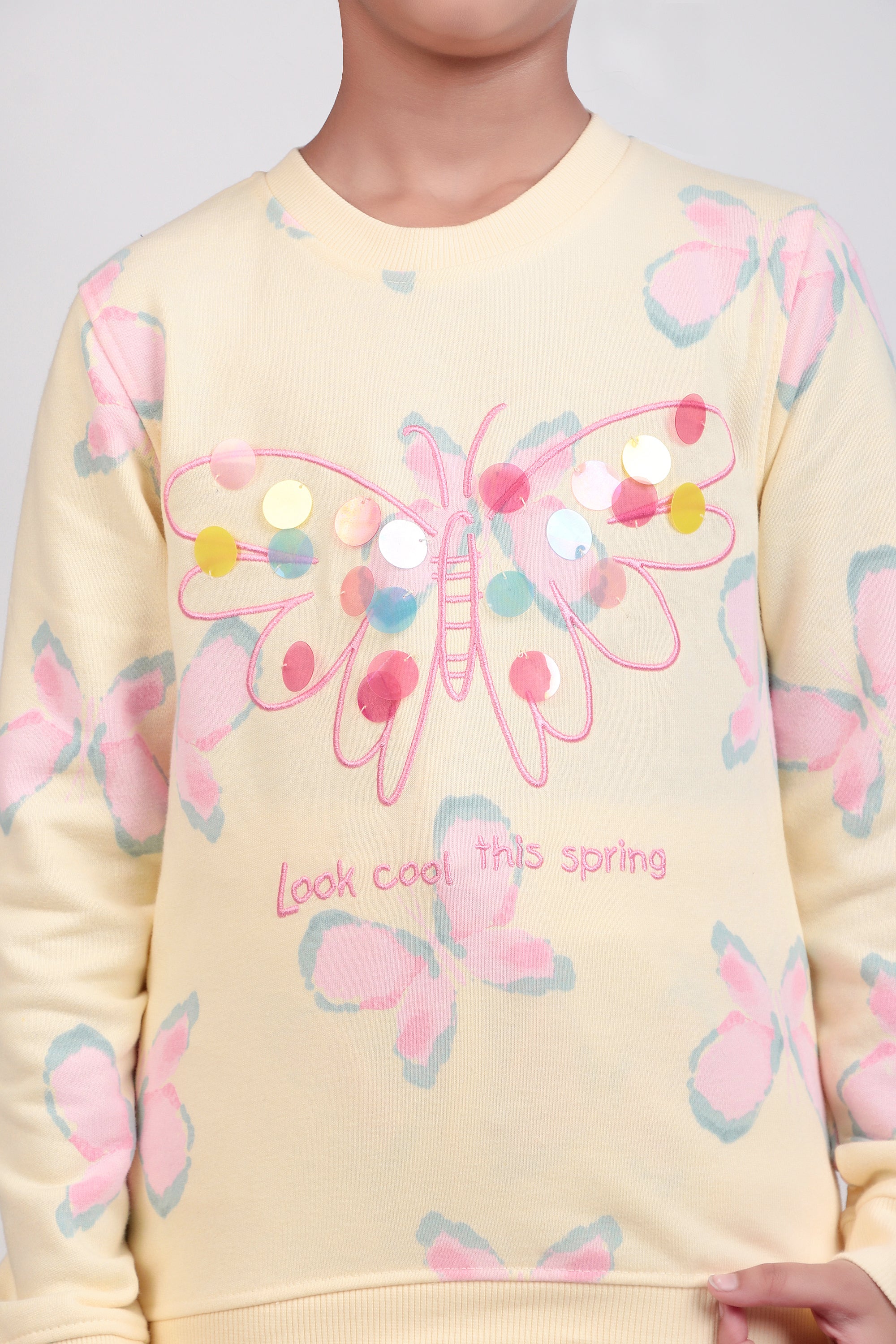 Girls butterfly embroidery and sequin winter tracksuit