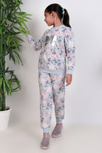 Girls bow printed winter tracksuit