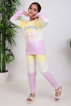 Girls fleeced winter tracksuit with patterned tie and dye