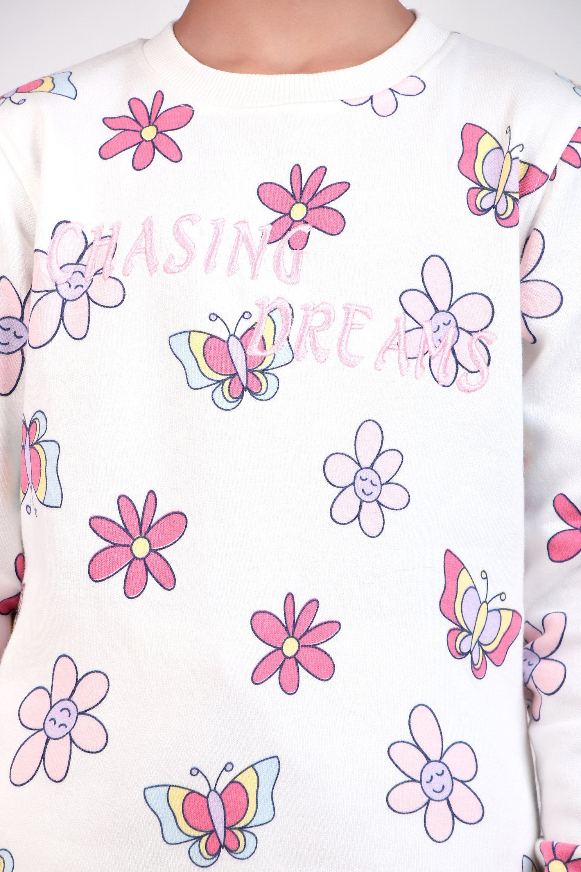 Girls floral and butterfly printed tracksuit for winter