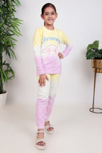 Girls fleeced winter tracksuit with patterned tie and dye