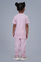 Kuromi Co-ord set for Girls with half sleeves top and pant pink colour