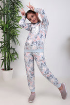 Girls bow printed winter tracksuit
