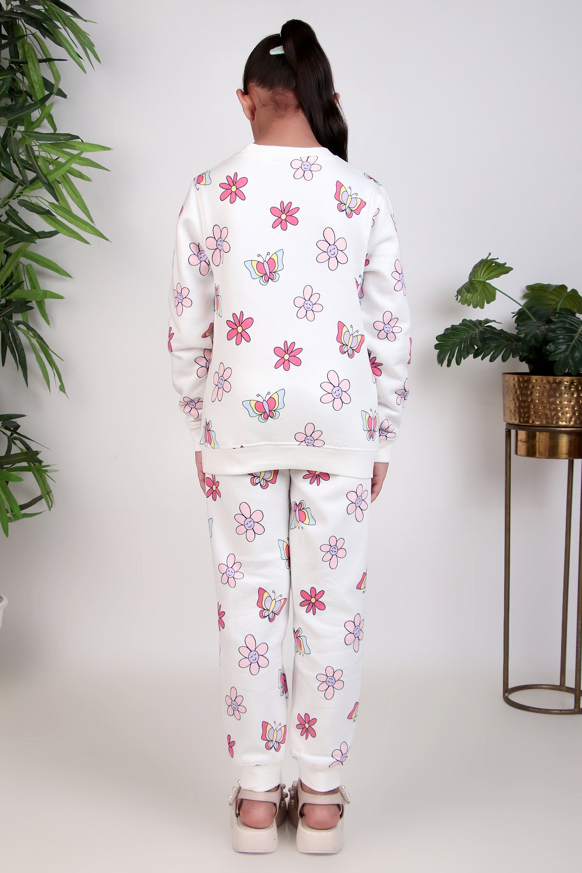 Girls floral and butterfly printed tracksuit for winter