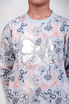 Girls bow printed winter tracksuit