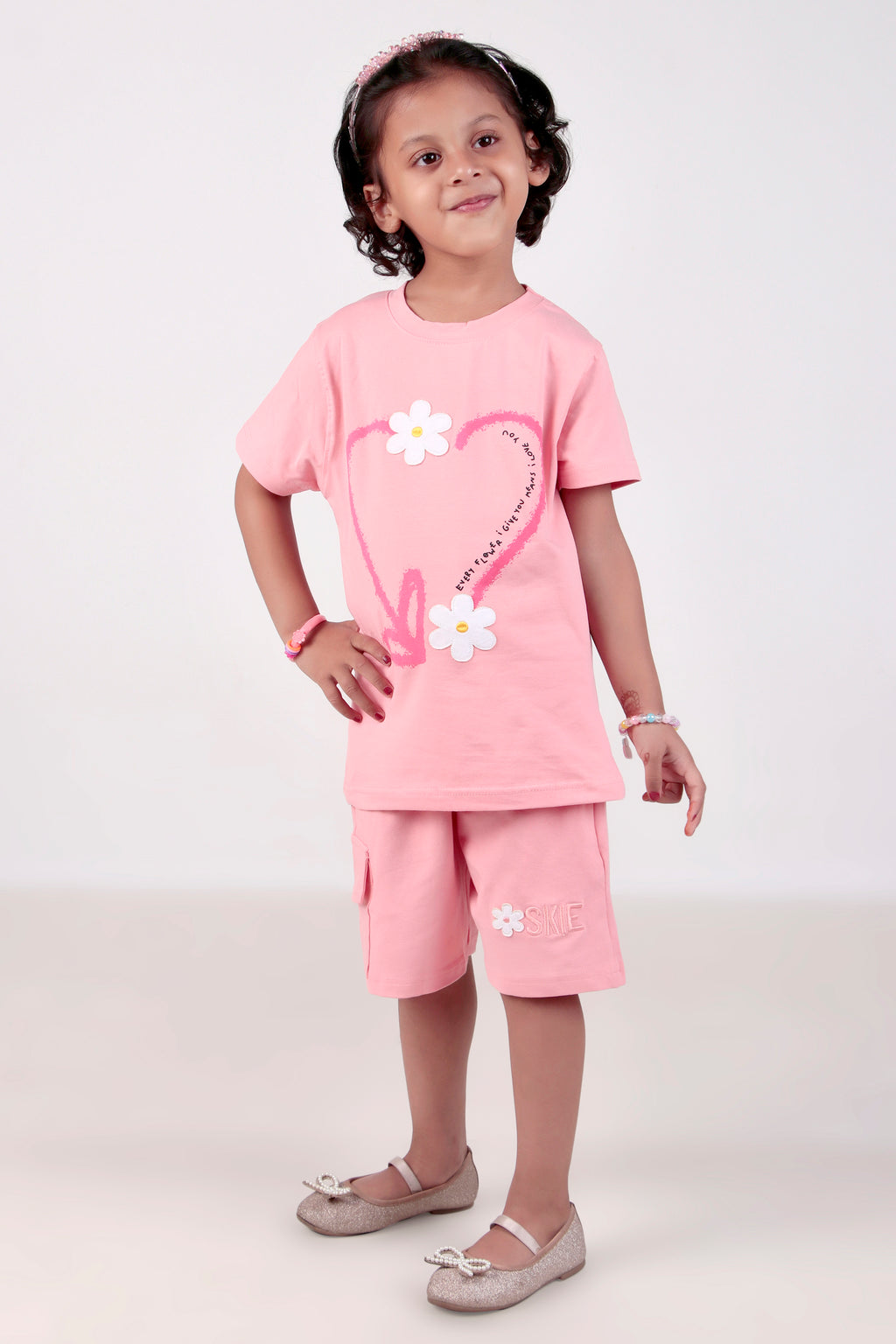 Girls Co-ord set with half sleeves top and shorts Made from Cotton