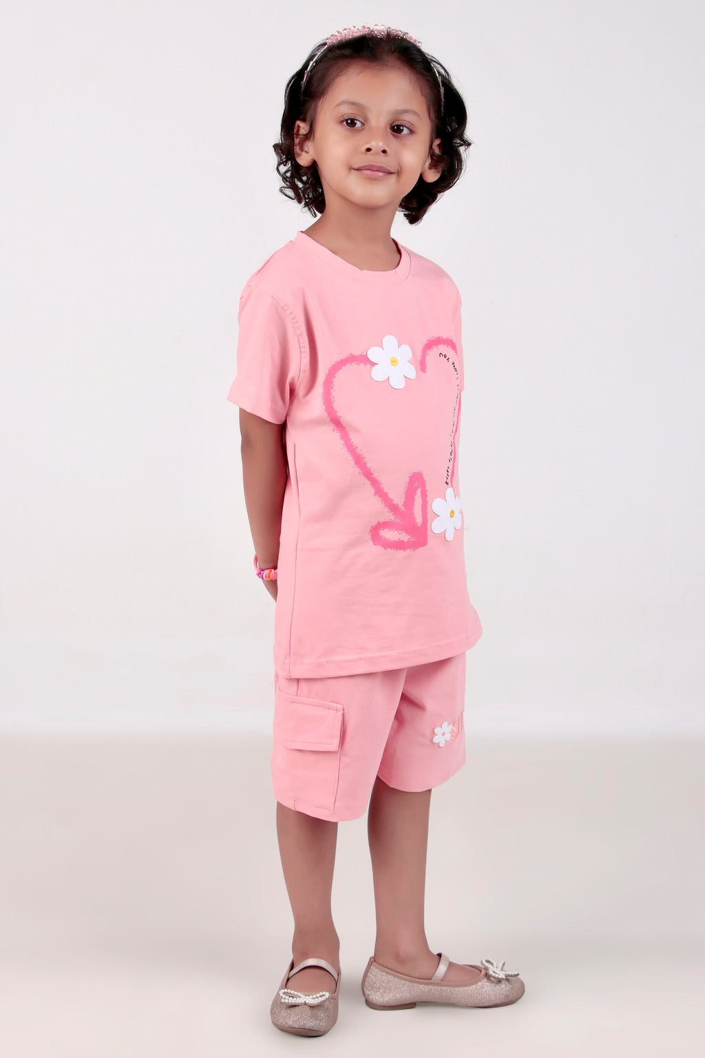 Girls Co-ord set with half sleeves top and shorts Made from Cotton