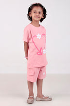 Girls Co-ord set with half sleeves top and shorts Made from Cotton