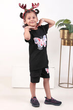 Girls coord set with half sleeves top and shorts